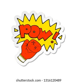 sticker of a cartoon boxing glove punching