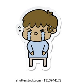 pegatina de un niño de caricatura llorando