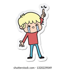 adesivo de um menino de desenho animado chorando