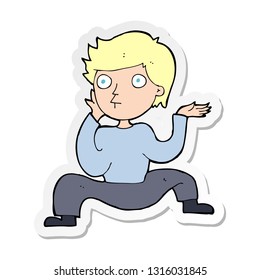 sticker of a cartoon boy doing crazy dance