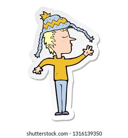 sticker of a cartoon boy in hat