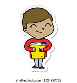 sticker of a cartoon boy smiling
