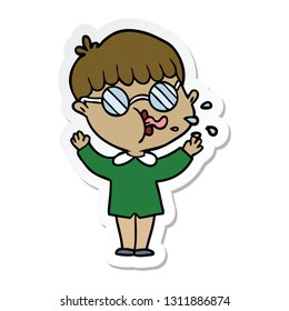 sticker of a cartoon boy wearing spectacles