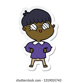 sticker of a cartoon boy wearing spectacles
