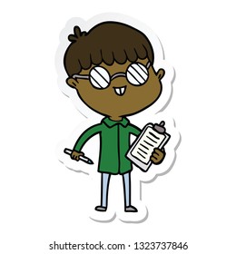 sticker of a cartoon boy wearing spectacles