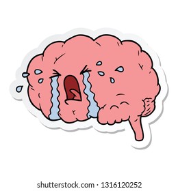 pegatina de un llanto de cerebro de caricatura