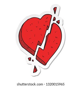 sticker of a cartoon broken heart symbol