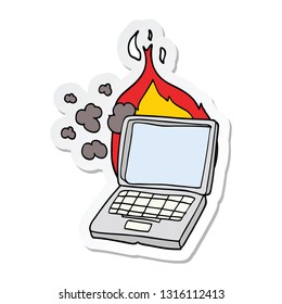 pegatina de una computadora portátil con dibujos animados rotos