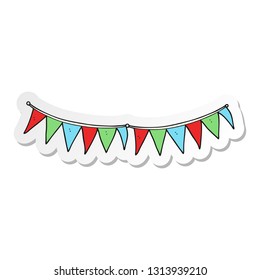 sticker of a cartoon bunting flags