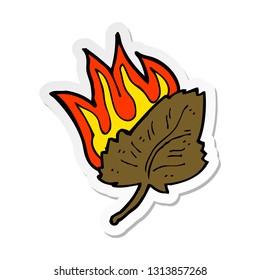 sticker of a cartoon burning dry leaf symbol