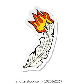 pegatina de una pluma ardiente de dibujos