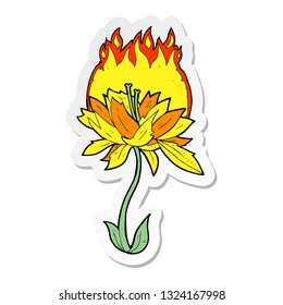 sticker of a cartoon burning flower