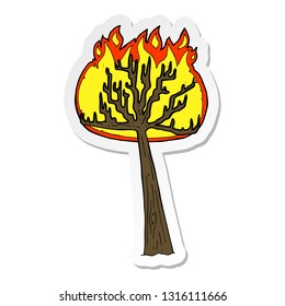 pegatina de un árbol que quema dibujos animados