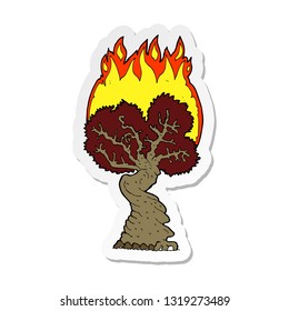 sticker of a cartoon burning tree