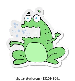 sticker of a cartoon burping frog