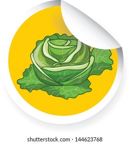 Sticker with cartoon cabbage