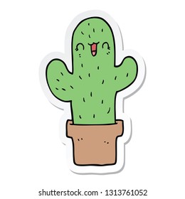 sticker of a cartoon cactus