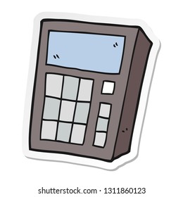 sticker of a cartoon calculator