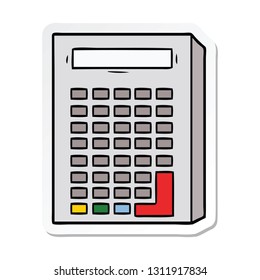 sticker of a cartoon calculator