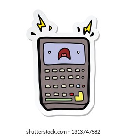 sticker of a cartoon calculator