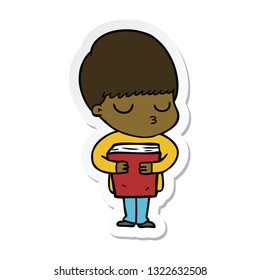 sticker of a cartoon calm boy