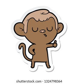 pegatina de un mono calmo de dibujos animados