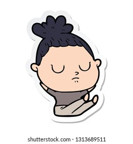 sticker of a cartoon calm woman