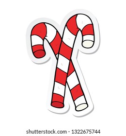 sticker of a cartoon candy canes