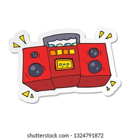 sticker of a cartoon cassette tape player