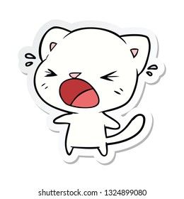 sticker of a cartoon cat crying