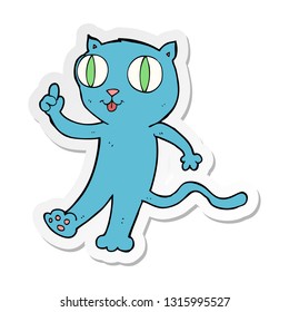 sticker of a cartoon  cat with idea