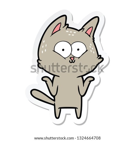 sticker of a cartoon cat shrugging shoulders