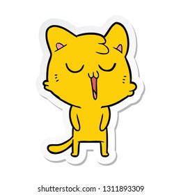 sticker of a cartoon cat singing