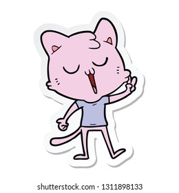 sticker of a cartoon cat singing