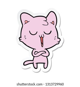 adesivo de um gato de desenho animado cantando