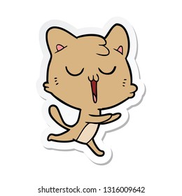 sticker of a cartoon cat singing