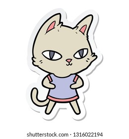 sticker of a cartoon cat staring