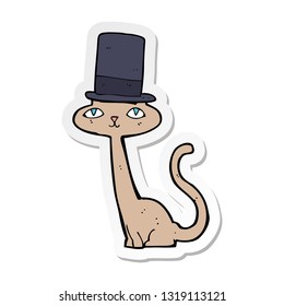 sticker of a cartoon cat in top hat