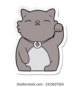 sticker of a cartoon cat waving sticker of a cartoon cat waving