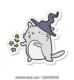 sticker of a cartoon cat wizard