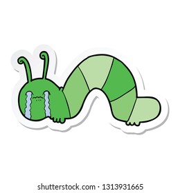 sticker of a cartoon caterpillar obsessing over his regrets