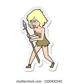 sticker of a cartoon cave girl