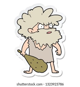 sticker of a cartoon cave man