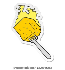 sticker of a cartoon cheese on fork
