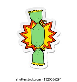 sticker of a cartoon christmas cracker
