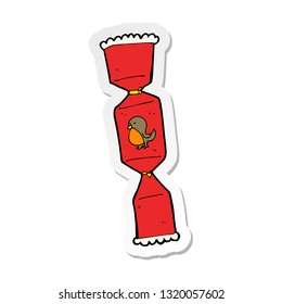 sticker of a cartoon christmas cracker