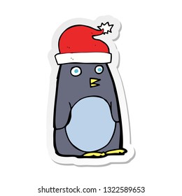 sticker of a cartoon christmas penguin