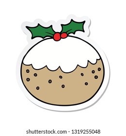 sticker of a cartoon christmas pudding