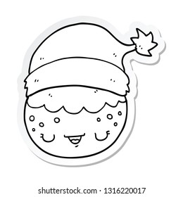 sticker of a cartoon christmas pudding wearing santa hat