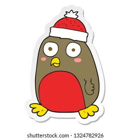 sticker of a cartoon christmas robin